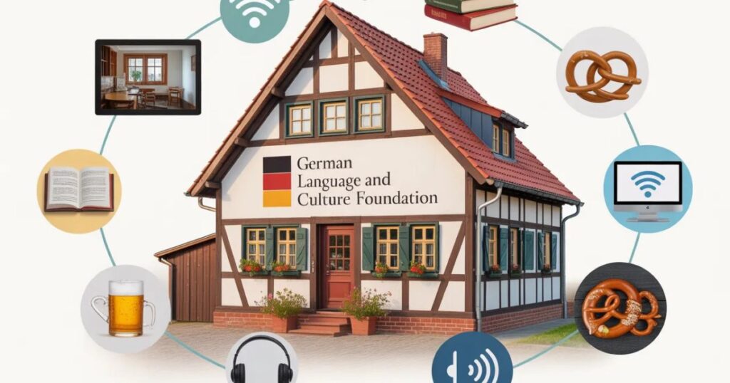 Exhibition displaying German historical artifacts and cultural items.